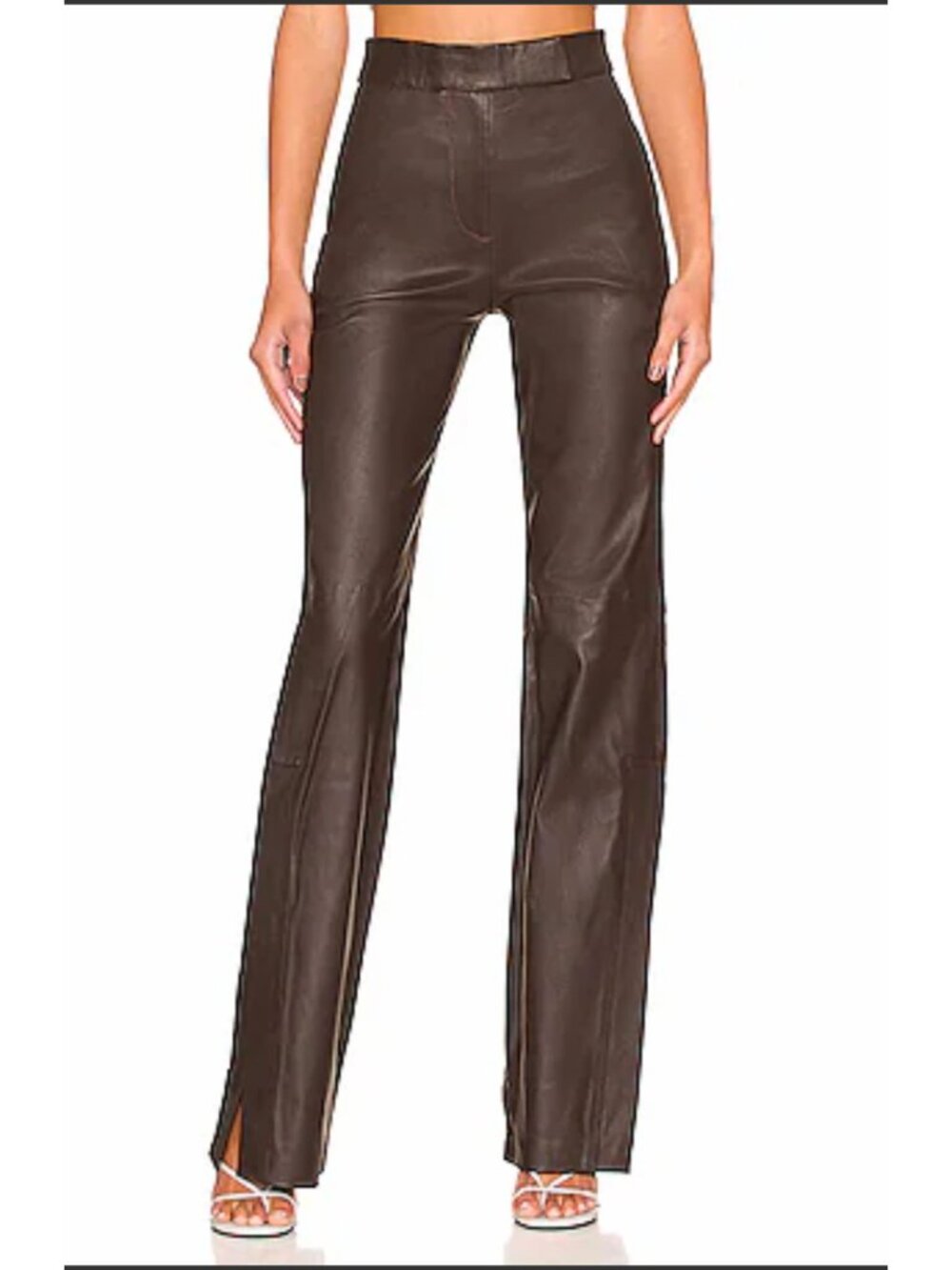 L'Academie Court Leather Pants NWT Dark Brown Genuine Leather Pants Size Small